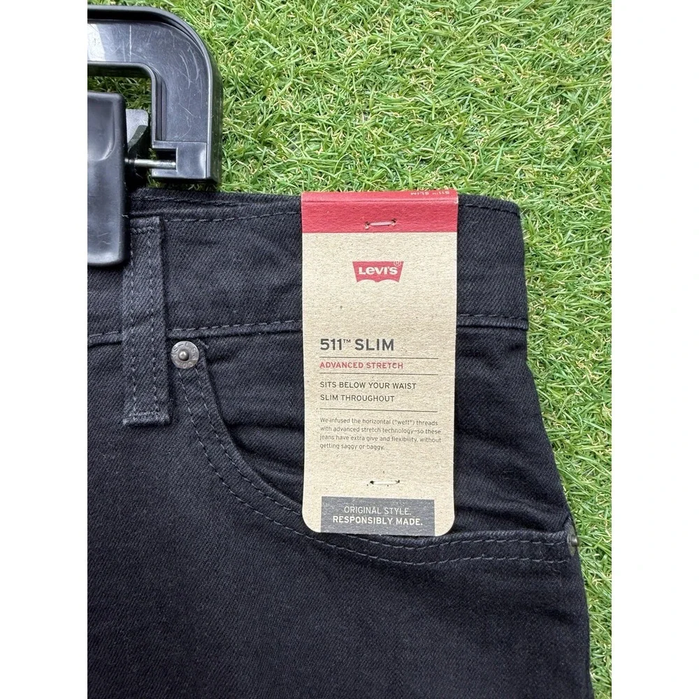 Levis 511 Jeans Mens 40x32 Low Rise Flex Stretch Slim Fit Tapered Black NWT